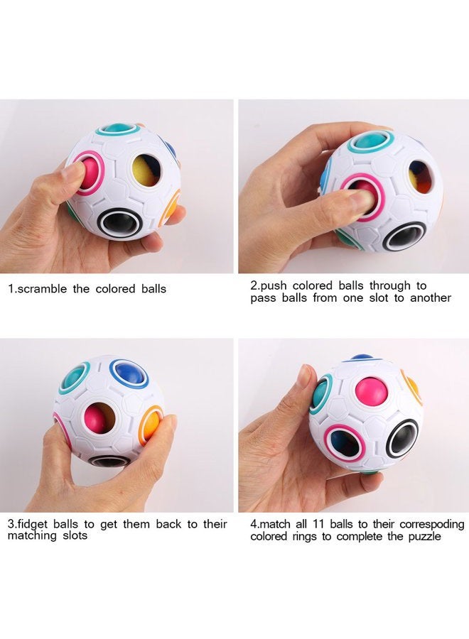Coogam Rainbow Puzzle Ball with Pouch Color-Matching Puzzle Game Toy Stress Reliever Magic Ball Brain Teaser for Kids and Adults, Children, Boy, Girl Holiday - Image 3